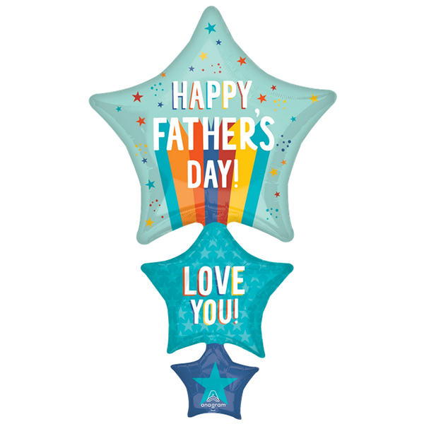 Happy Fathers Day Plyful Stripes Supershape Balloons