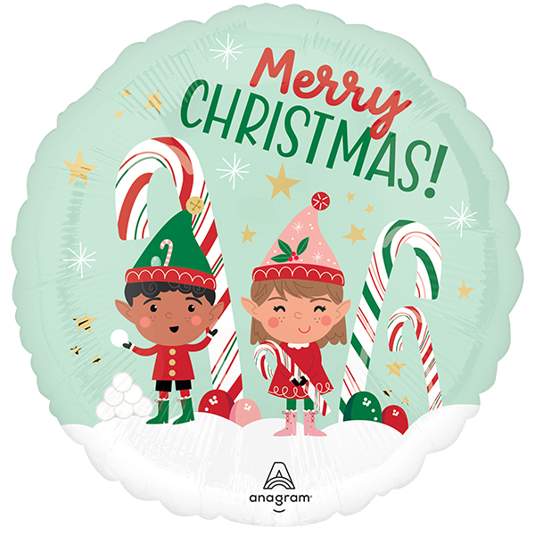 18" Merry Christmints Elves Foil Balloons