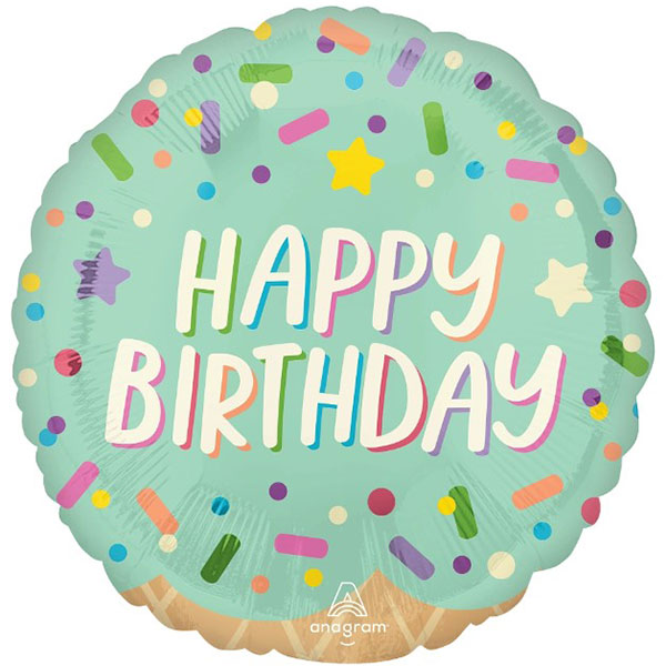 18" Happy Birthday Ice Cream Party Foil Balloons