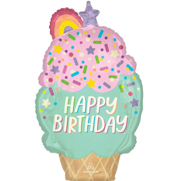 Happy Birthday Ice Cream Party Supershape Balloons