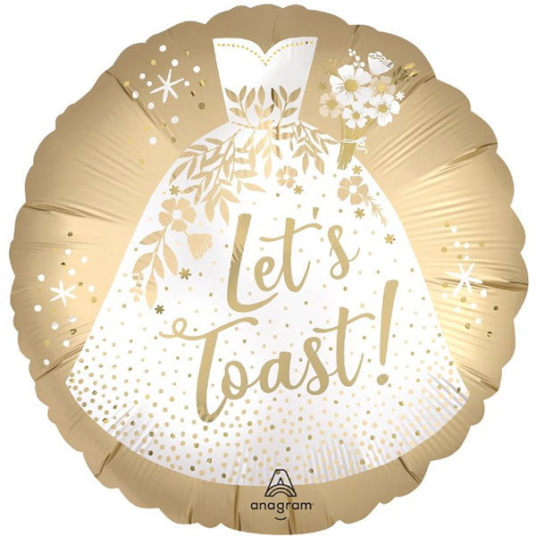 18" Satin Gold Lets Toast Wedding Foil Balloons