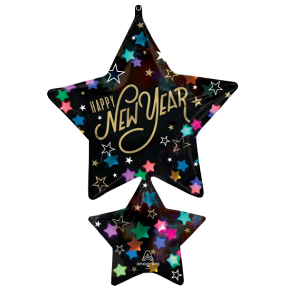 Happy New Year Starlight Supershape Balloons