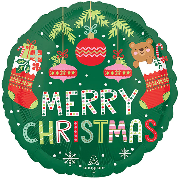 9" Beary Christmas Air Fill Foil Balloons