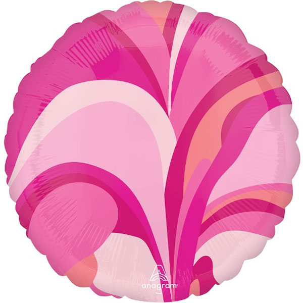 (image for) 18" Pink Macro Marble Round Foil Balloons
