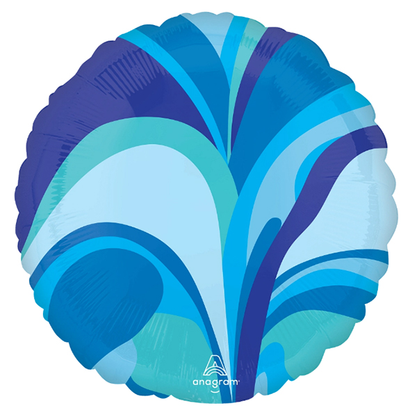 (image for) 18" Blue Macro Marble Round Foil Balloons