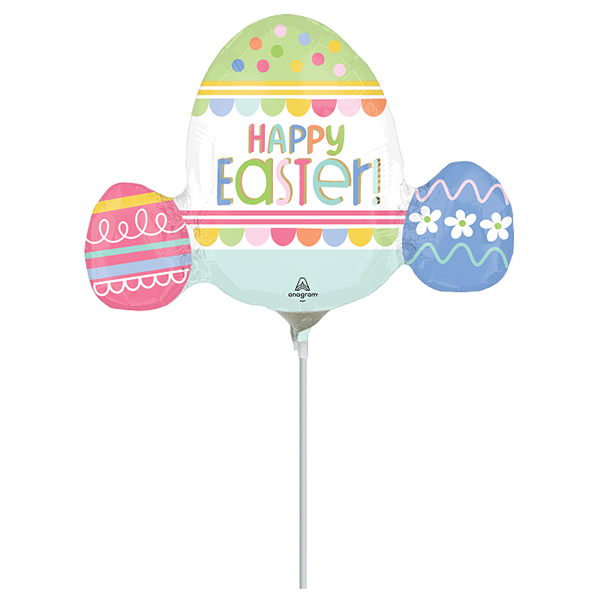 14" Happy Easter Trio Egg Hunt Air Filled Balloons