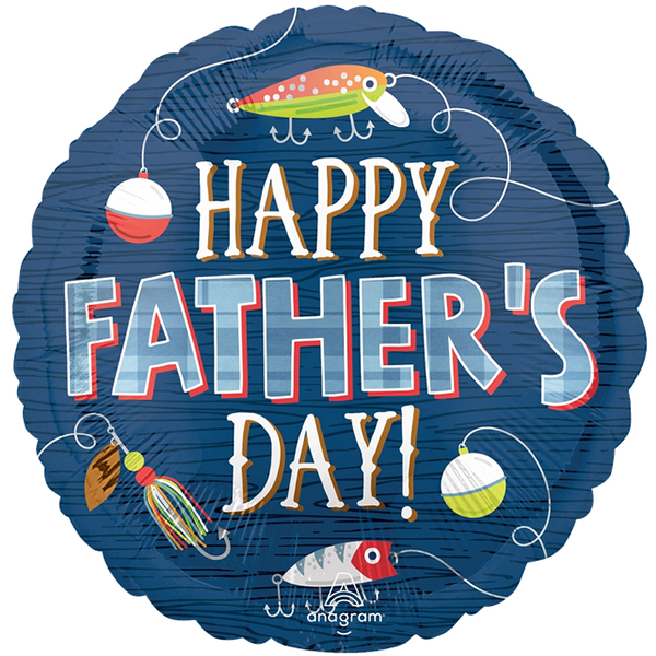 18" Happy Fathers Day Hooked Foil Balloons
