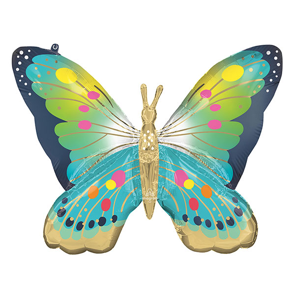 Vibrant Satin Blue Butterfly Supershape Balloons