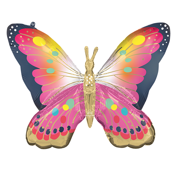 Vibrant Satin Pink Butterfly Supershape Balloons