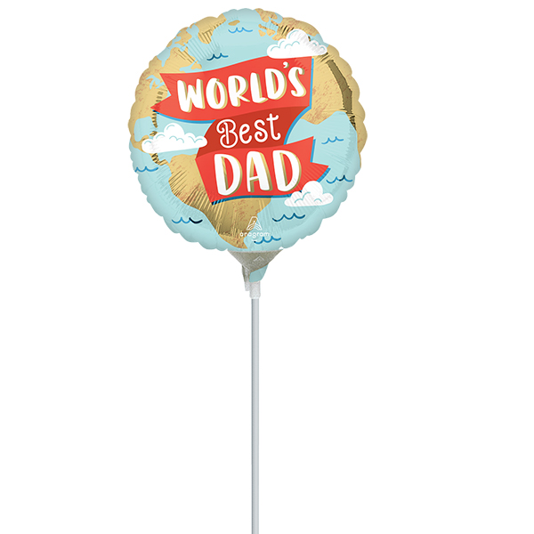9" World's Best Dad Air Fill Foil Balloons