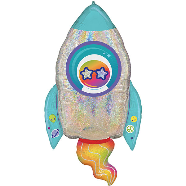 (image for) Outer Space Holographic Rocket Ship Supershape Balloons