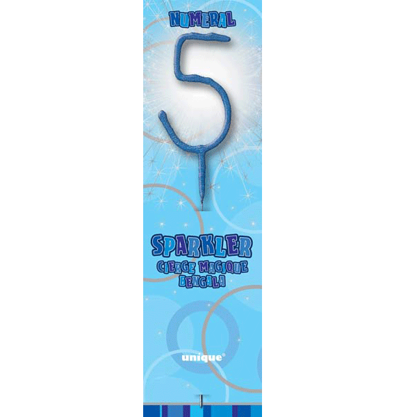 7" Blue Glitz Number 5 Sparkler