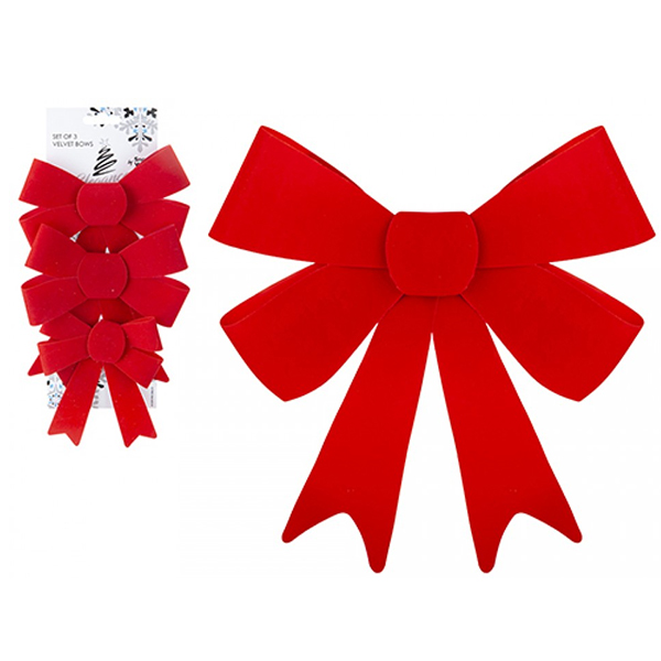 (image for) Red Velvet Bows Set Of 3