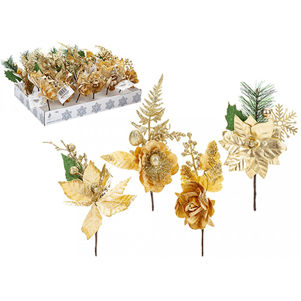 (image for) Luxury Gold Christmas Pick Decorations