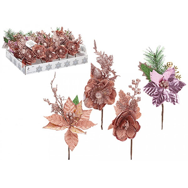 (image for) Luxury Rose Gold Christmas Pick Decorations