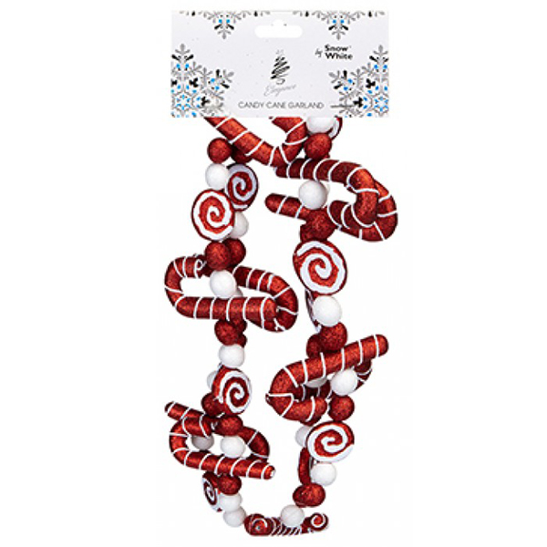 (image for) 140cm Red Candy Cane Garland Decoration