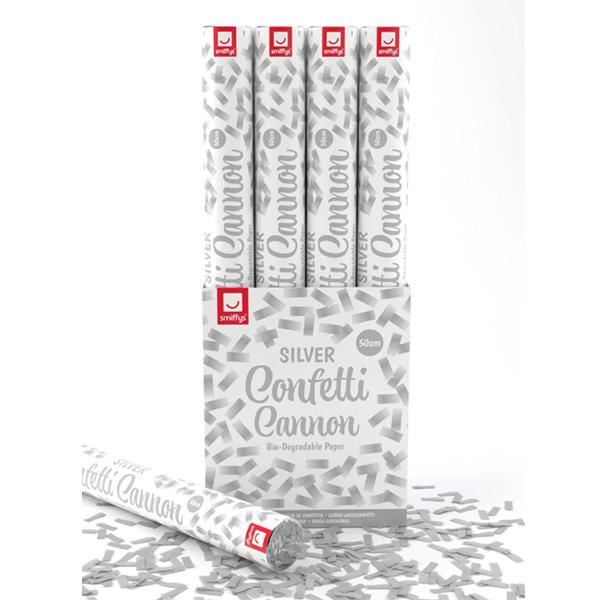 50cm Silver Paper Confetti Cannons