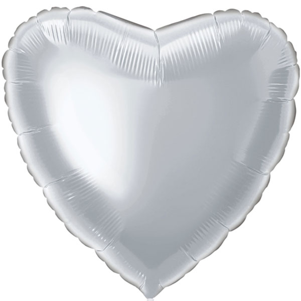 18" Silver Heart Unpackaged Foil Balloons