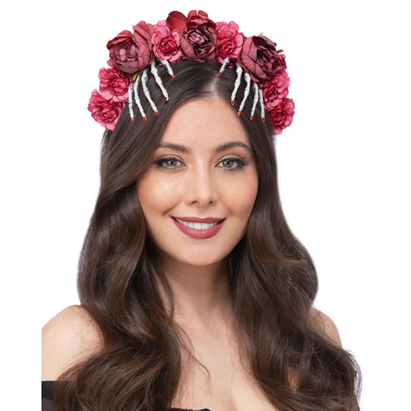 (image for) Red Rose & Skeleton Hand Headband