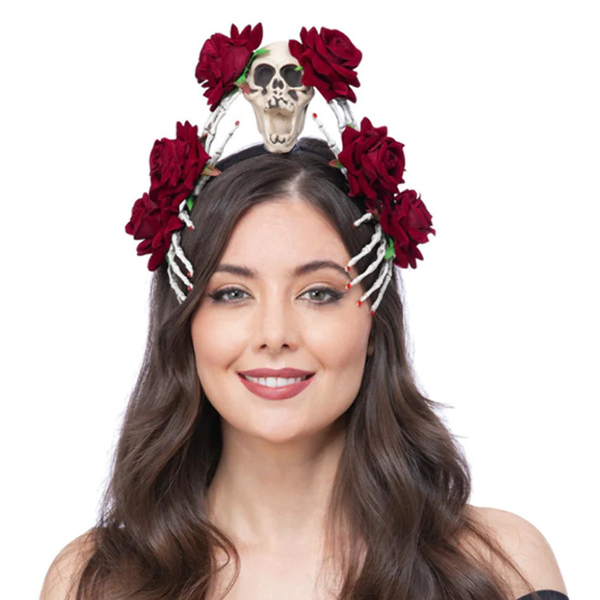 Purple Rose & Skull Hand Headband