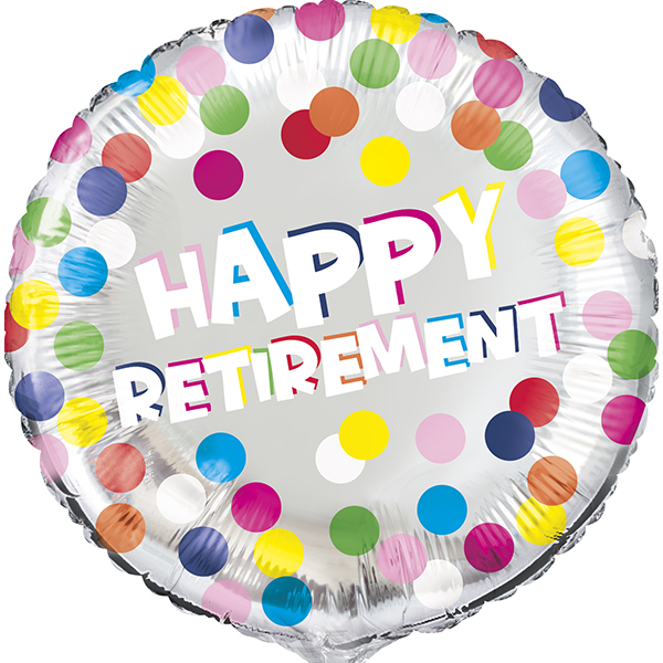 (image for) 18" Happy Retirement Colourful Dots Foil Balloons
