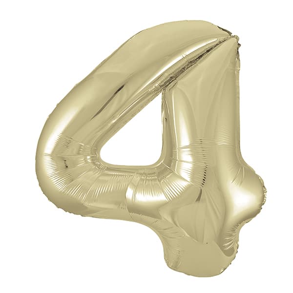 34" Unique Champagne Gold Number 4 Supershape Balloons
