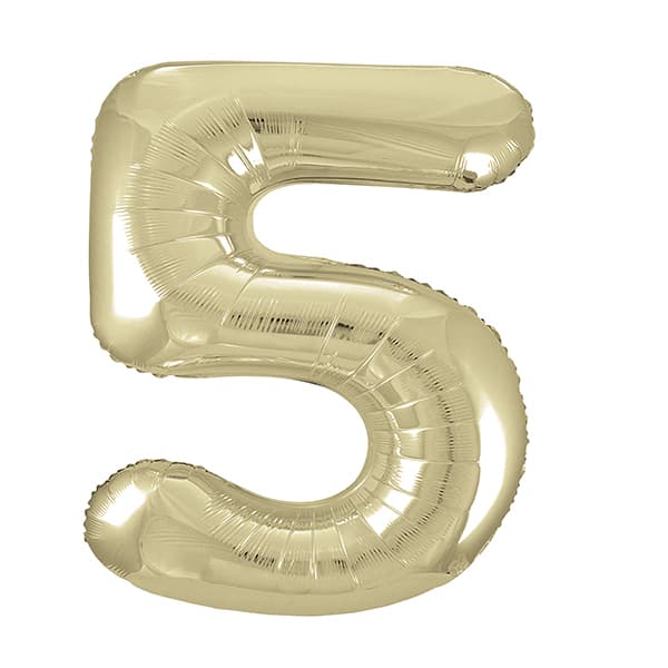 34" Unique Champagne Gold Number 5 Supershape Balloons