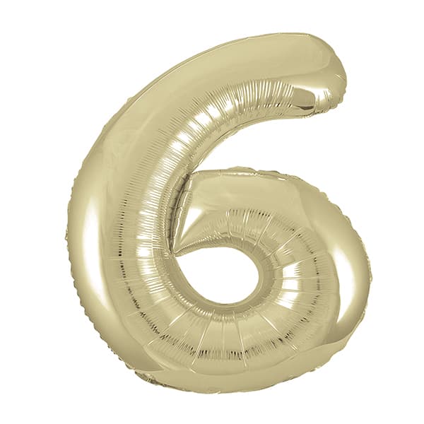 34" Unique Champagne Gold Number 6 Supershape Balloons