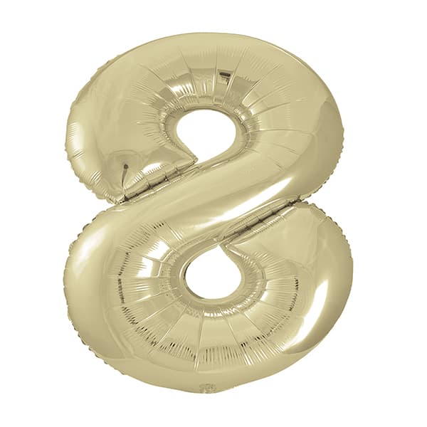 34" Unique Champagne Gold Number 8 Supershape Balloons