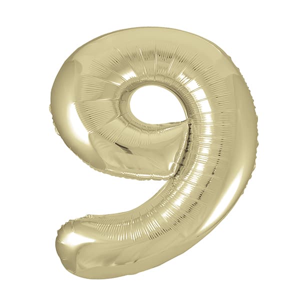 34" Unique Champagne Gold Number 9 Supershape Balloons