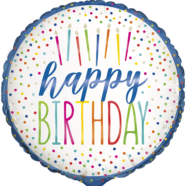 18" Birthday Candles And Dots Foil Balloons