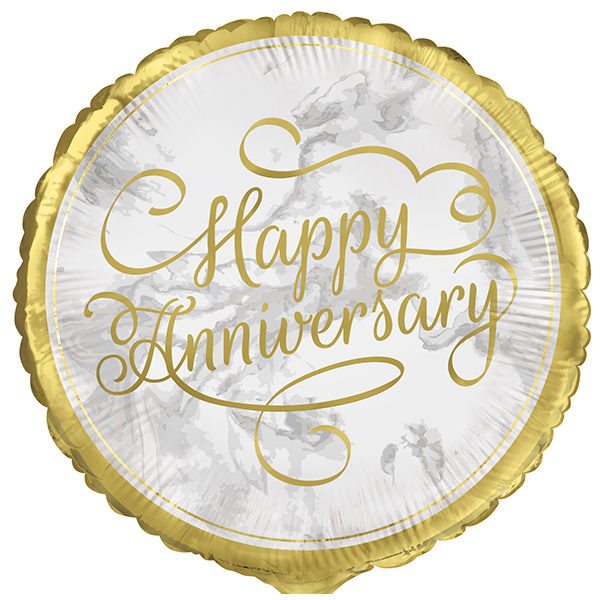 (image for) 18" Gold Happy Anniversary Foil Balloons