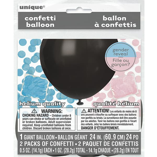 (image for) 24" Black Gender Reveal Latex Balloons 1pk