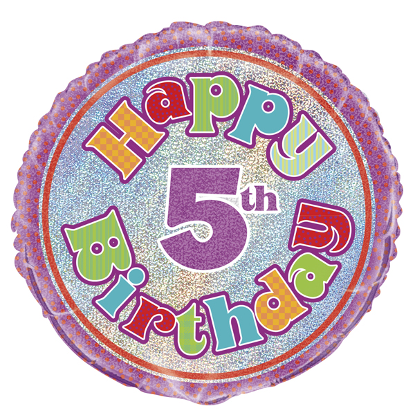 (image for) 18" Happy 5th Birthday Prism Foil Balloons