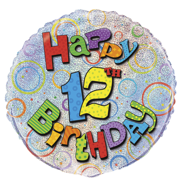 (image for) 18" Happy 12th Birthday Prism Foil Balloons