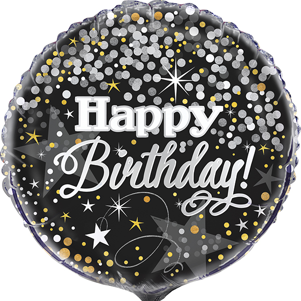 18" Black Glittering Happy Birthday Foil Balloons