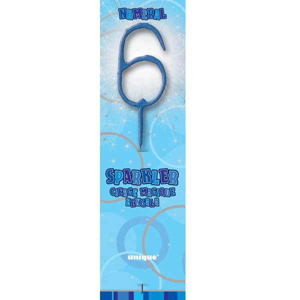 7" Blue Glitz Number 6 Sparkler