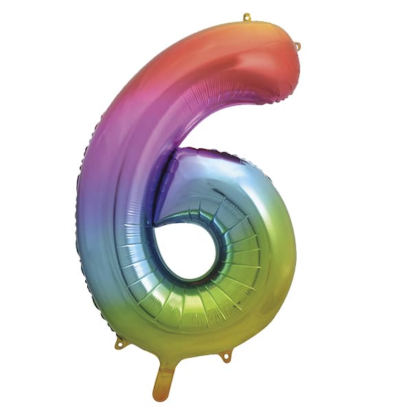 (image for) 34" Unique Rainbow Number 6 Supershape Balloons