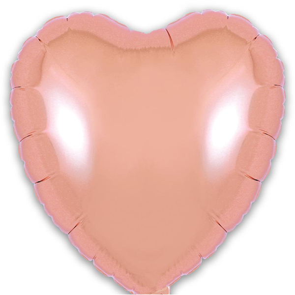 9" Rose Gold Heart Self Sealing Foil Balloons 5pk