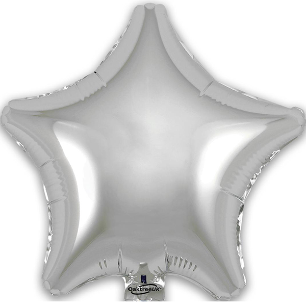 9" Silver Star Self Sealing Foil Balloons 5pk