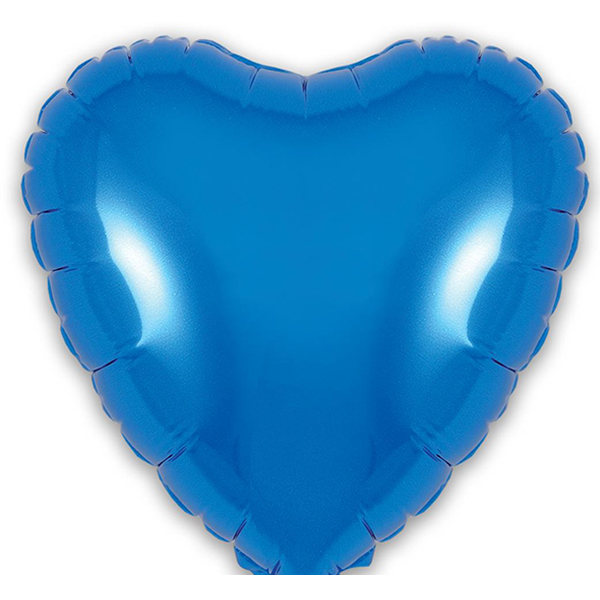 9" Blue Heart Self Sealing Foil Balloons 5pk