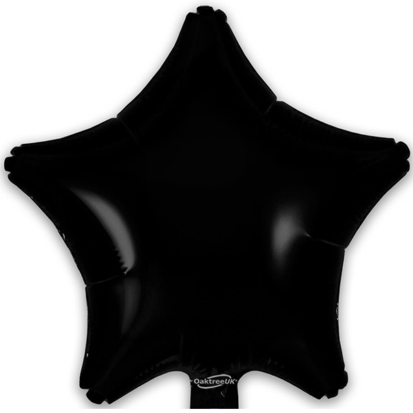 9" Black Star Self Sealing Foil Balloons 5pk