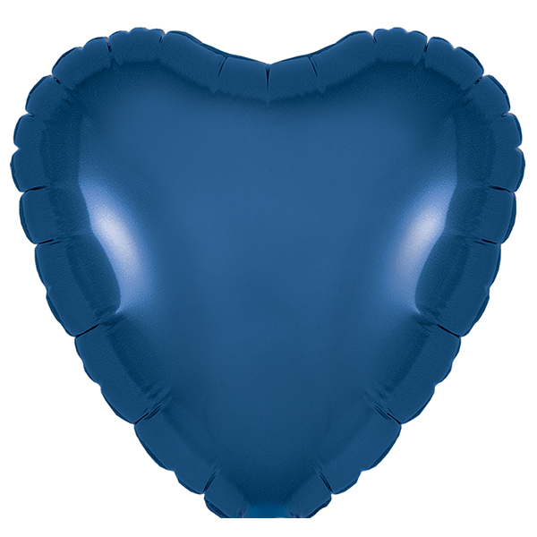 9" Navy Blue Heart Self Sealing Foil Balloons 5pk