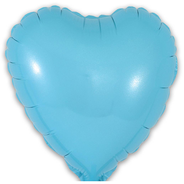 9" Matte Blue Heart Self Sealing Foil Balloons 5pk