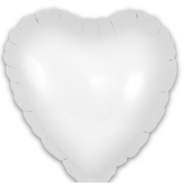 9" Matte White Heart Self Sealing Foil Balloons 5pk