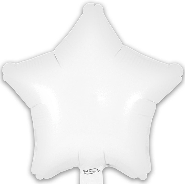 9" Matte White Star Self Sealing Foil Balloons 5pk