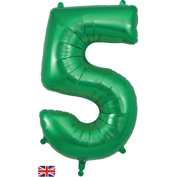 34" Oaktree Green Number 5 Shape Balloons