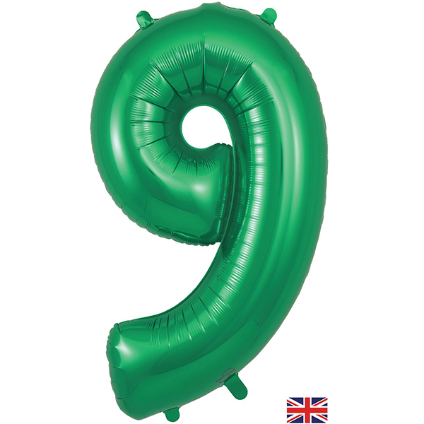 34" Oaktree Green Number 9 Shape Balloons