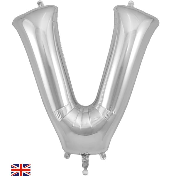 Oaktree Silver Letter V Shape Balloons