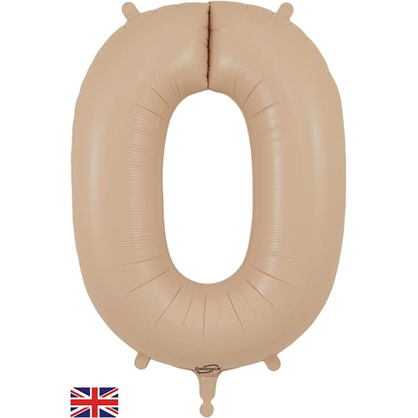34" Oaktree Matte Nude Number 0 Shape Balloons